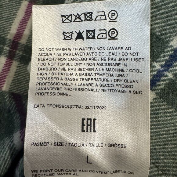 Woolrich Wool Flannel Shirt Overshirt Jacket Plaid Button Up Sz L Made USA NWT - Picture 11 of 12